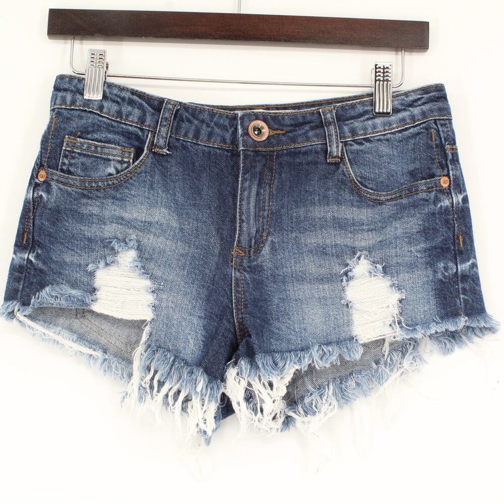Cotton On Mid Rise Frayed Denim Shorts 4